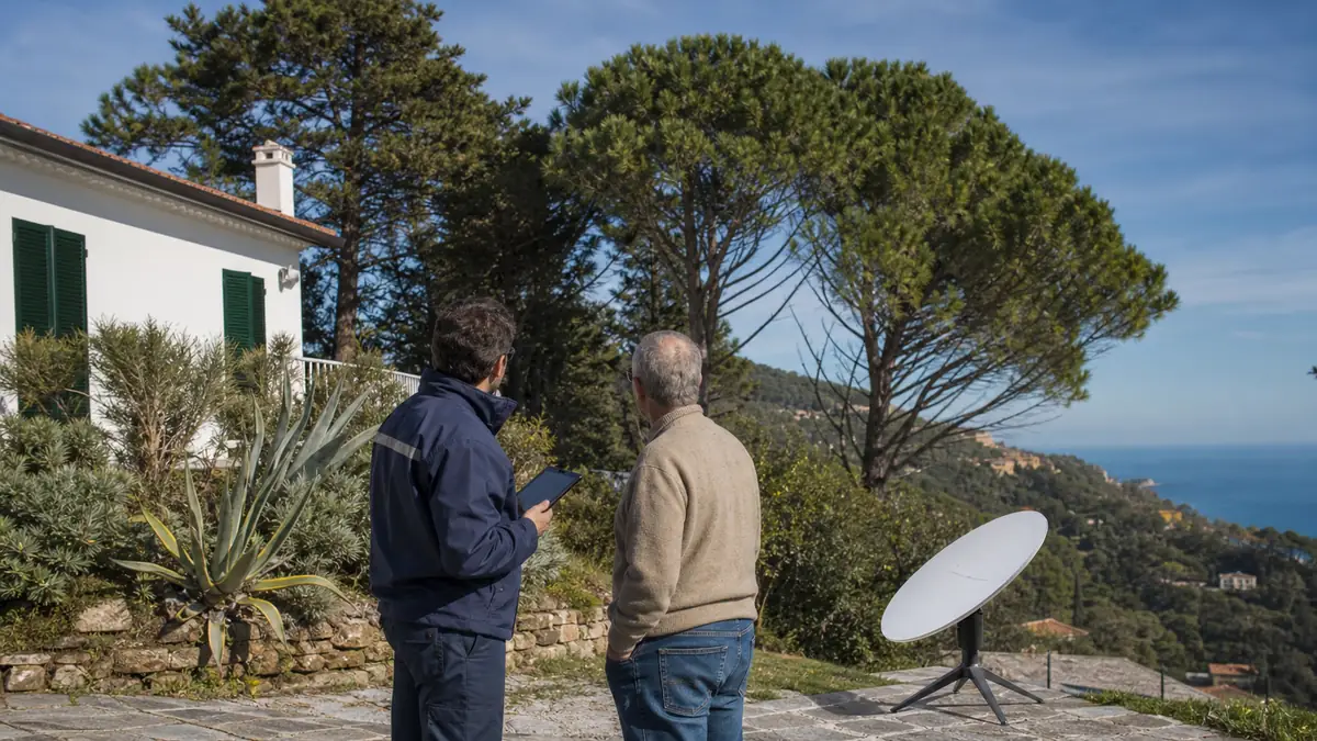 Valutazione degli ostacoli intorno a un’antenna satellitare in Liguria